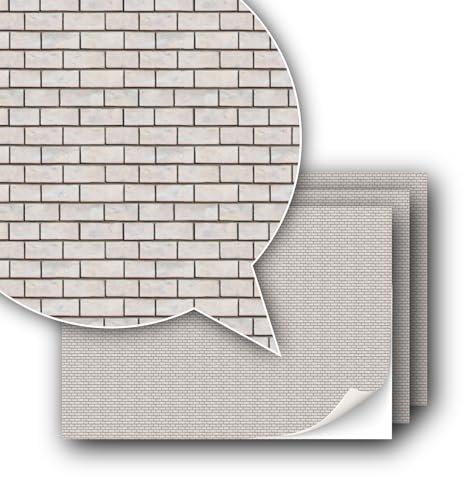 3 feuilles de film décoratif autocollant revêtement mural pour modélisme à l'échelle 1:87 voie H0 (UK : échelle 3,5 mm) (pierres blanches 1)