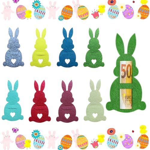 Set di Regali in Denaro per Pasqua con 8 Multicolore Decorazioni in Feltro di Coniglietti Pasquali Coniglietti di Feltro Divertente Decorazione Pasquale da Regalare