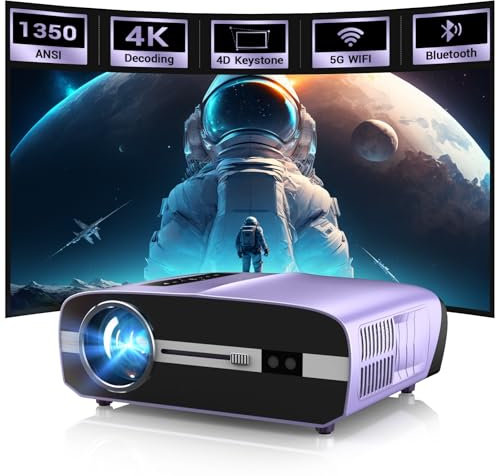 Ultra HD 4K Beamer mit WiFi Bluetooth Streaming Apps,LED Smart Android TV Beamer 4K Heimkino Outdoor Film 1500ANSI Tageslichtnutzung für Indoor Tageslicht Gaming, HDR,4D Keystone Deckenmontage