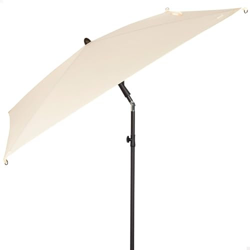 AKTIVE 61150 Parasol de terrasse carré, 175 x 175 cm, beige, mât en acier inclinable, tissu polyester avec protection UV30, 4 baleines résistantes, facile à monter et à ranger, parasol de jardin