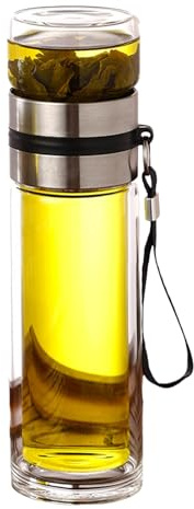 Genérico Copa De Separación: Botella De Infusor Para Té Y Infusión D Frutas | Botella Deagua Para Bebidas Calientes Y Frías | Vidrio Doble Capa, A Prueba Defugas, Anti-escalas, Hogar, Oficina O Uso D