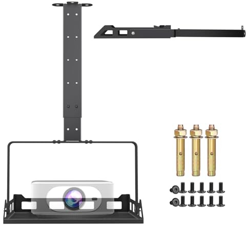 Salange Extending Projector Ceiling Mount with Tray,Universal 3-in-1 Projector Stand for Ceiling and Wall,Support 45° Tilt Bracket for Home,Office,School,Holds up to 22lbs,Hidden Cable Routing,Black