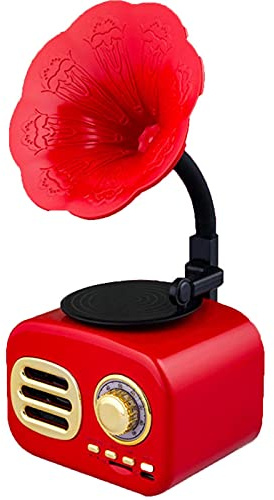CLSDRZC Ornamenti per grammofono Vintage, Altoparlanti creativi, Giradischi con Altoparlante Bluetooth con Corno in Rame e subwoofer Aux-in/USB/compatibilità Multipla