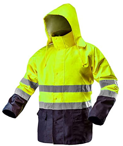 Neo Tools Warnschutzjacke mit Reflektionsstreifen EN ISO 20471 Warnjacke orange Neon gelb Arbeitsjacke Warnschutz Sicherheitsjacke XL Neongelb