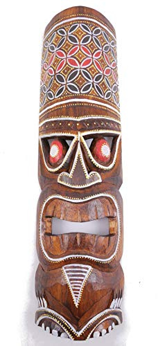 Coco Papaya Masque Tiki 50cm en bois motif coloré. Déco Tiki