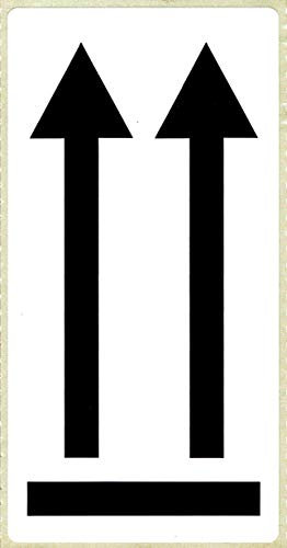 BT-Label 500 Warnaufkleber 10,2 x 4,8 cm Doppelpfeil selbstklebende Warnetiketten Pfeile Symbol hier oben Aufkleber Versandaufkleber Etiketten gut sichtbar