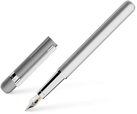 Otto Hutt 018-18811 - Füllfederhalter Design 03 - Füller aus Messing mit PVD beschichteten Beschlagteilen und Mattlackierung in der Farbe light grey - Federstärke M