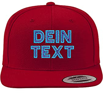 TS Snapback Cap Herren, Basecap Herren, Kappe Herren – Individuell Gestaltet, Selbst Gestaltet, Mit Eigenem Text Namen Besticken Lassen, Baseballmütze, Mütze Customized (rot)