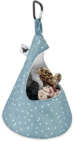 DimBull Polka Dot Wäscheklammerbeutel aus Baumwolle, konische Tasche zur Aufbewahrung, langlebig, waschbar, Wäscheklammerbeutel mit schwarz eloxiertem Karabinerhaken (grün)