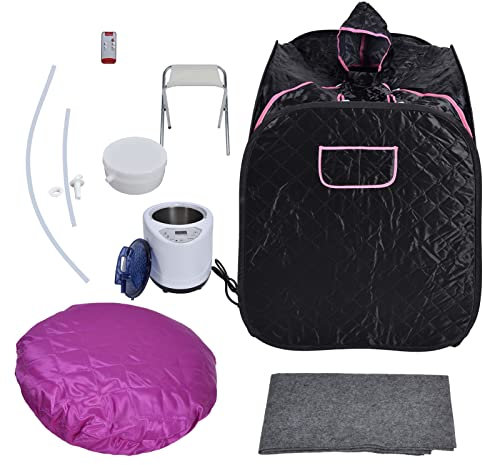 Tyenaza Personal Indoor Sauna, Portable Steam Sauna Spa with 1000W & 2.6L Steam Generator, Folding Private Sauna Tent with Chair Foot, Absorbent Pad(GB)