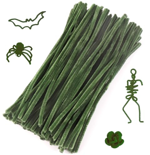 Caydo 100 Pieces Moss Green Pipe Cleaners Craft