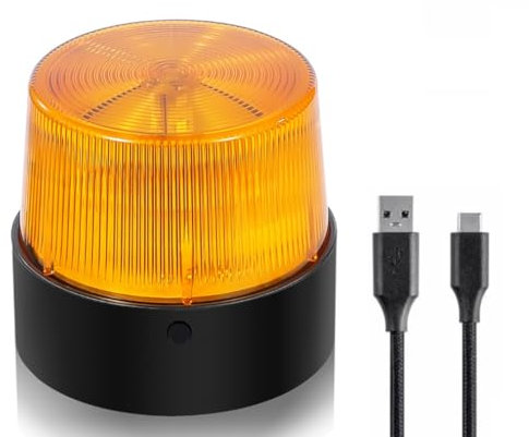 LE Sircut LE228 (Mini) — Amber USB Rechargeable LED Strobe Beacon | Selectable Rotation & Flash Modes | Strong Magnetic Base for Car • Truck • Emergency • Construction | Energy Class A++