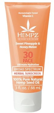 Hempz Sweet Pineapple & Honey Melon Herbal Facial Sunscreen 3 oz. SPF 30