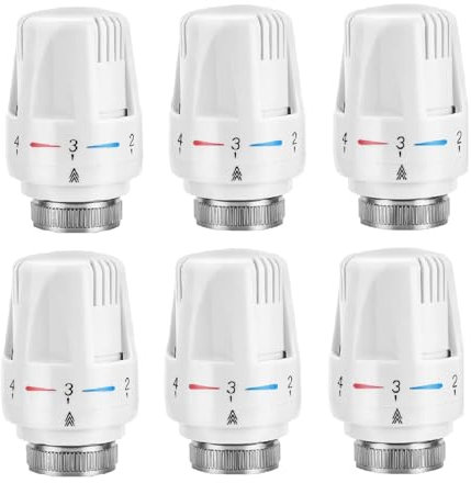 Tête de radiateur thermostatique M30 x 1,5 - Valve de contrôle de la température - Valve de chaleur automatique standard - Système de chauffage à tête fixe pour la maison et le bureau - Blanc (6)