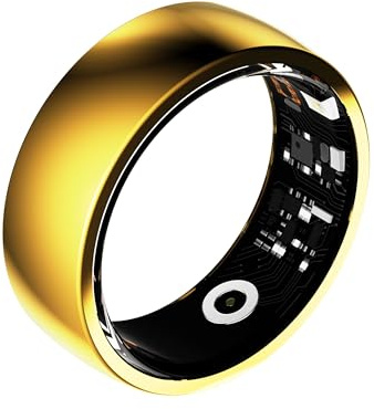 QFIT Q01 SMART RING, AVANCERAD HÄLSO, AKTIVITET OCH FITNESS TRACKER, SÖMÖVERVAKNING, VATTENTÅLIG OCH EXakt, LÄTT MED LÅNG BATERRY LIV (GOLD, 9/18,9 mm diameter 59,5 mm omkrets)