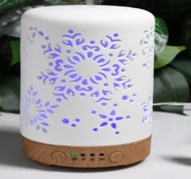 Aroma Diffuser, GuKKK 100ML Weiß Keramik Diffusor für Ätherische Öle, Aromatherapie Düfte Luftbefeuchter mit Einstellbarem Nebelmodus, 7 Farben LED, Timer-Einstellung, für Schlafzimmer, Yoga, Büro