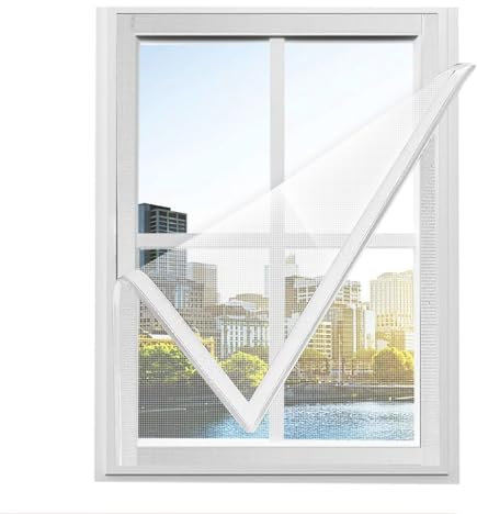 Toile Moustiquaire Anti-Insectes75x150cm Blanc Rideau Fenêtre avec ruban magique, Moustiquaire Fenetre Anti Insecte Mouche pour Fenêtre Fenêtre de Balcon Camping car