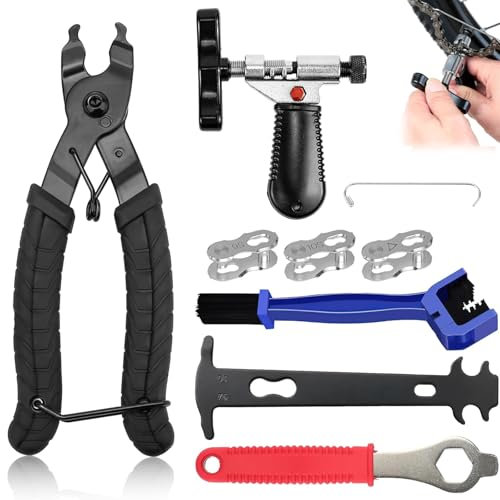 NCOALE Kettennieter Fahrrad, 5 Stück Fahrradkette Werkzeug Universal Kettenzange mit 3 Paar 6-10 Fach Fahrradkette Nieten für Fahrradketten Kettenschloss Zange