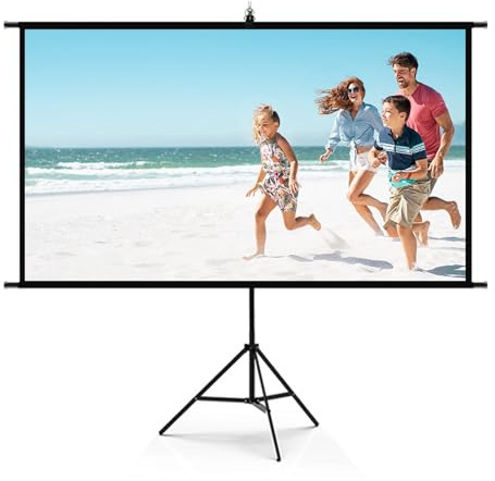 Pantalla de Proyección Portátil con Trípode, Pantalla de Proyecto para Interiores y Exteriores, Pantalla de Cine 16:9 HD Antiarrugas(84in)