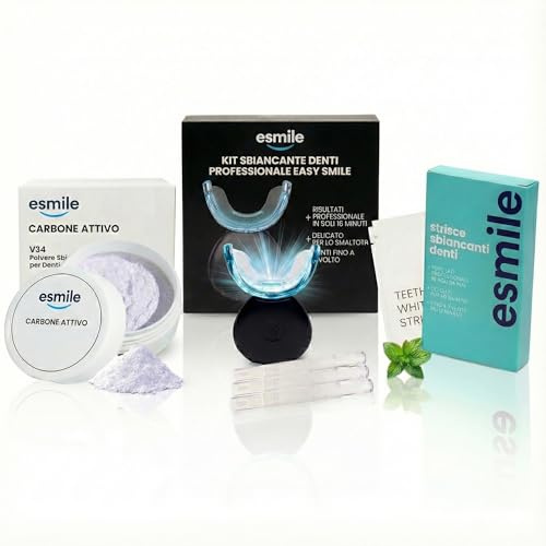 ESMILE: Kit de Blanqueamiento Dental+ Tiras Blanqueadoras + Carbón Activo V34