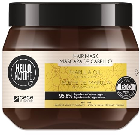 P-Beauty Naturkosmetik hårmask med marula olja – hårbehandling för djupvård, anti-frizz & glans – fuktmask för intensivvård och djup reparation – hårvård behandling – utan silikoner (1 x 250 ml)