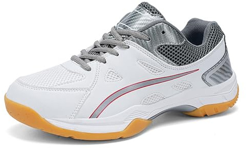 Wizeny Zapatos de bádminton Hombre Zapato de Squash Transpirables Zapatos De Entrenamiento Ligeras Calzado de Deportes Anti-Slip,Gris,45 EU