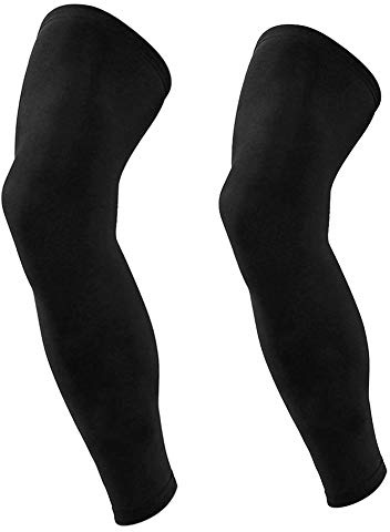 Full Length Leg Support Sleeves Overknee Compression Calf Shin Sleeves Base Layers Leg Tights Stocking Knee Support Warmer Brace for Running, Cycling, Fitness, Gym (L recommend weight under 70kg)