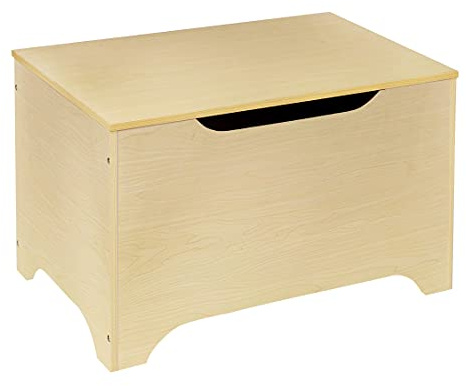 Wildkin Toy Box for Kids – Wooden Storage Chest with Safety Hinge, Organizes Toys, Books, Games & Art Supplies - Natural