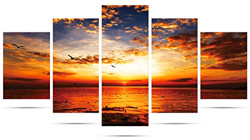 Taope Kit per Diamond Painting 5D Completo Drill, 5Pack Pittura Diamante Kit Strass, DIY Ricamo con Strass, Pittura diamante 5d fai da te per Decorare casa e pareti - Tramonto
