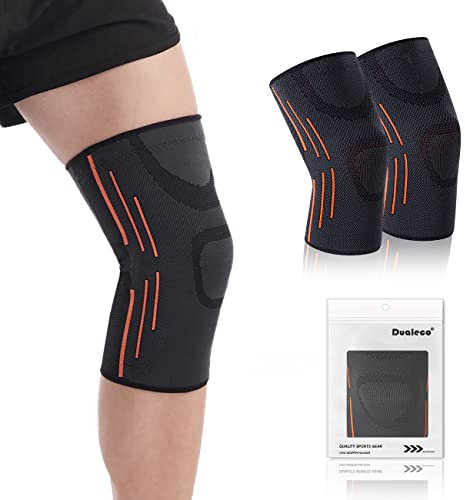 Dualeco Genouillère Sport/Musculation/Runing/Football 1 Paire,Genouillere, Respirant Genouillères Ligamentaire Latéral/Rotulienne/Ménisque