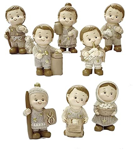 PABEN, Personaggi Presepe Bambini 8 pezzi in resina cm. 6