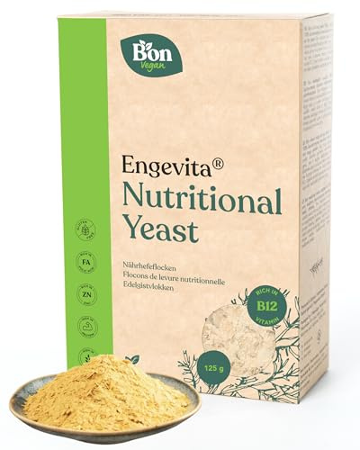 Engevita Hefeflocken von Bon Vegan | Nutritional Yeast Flakes | Glutenfreie vegan Nährhefe mit Parmesangeschmack | mit Vitamin B12, B-Komplex und Zink - 125 gr