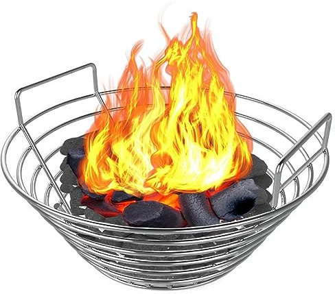 RSBFER Panier à Cendres de Charbon de Bois en Acier Inoxydable, Support de Charbon de Bois en Morceaux, Support de Gril de Barbecue à Charbon de Bois pour Charbon de Bois en Morceaux de BBQ