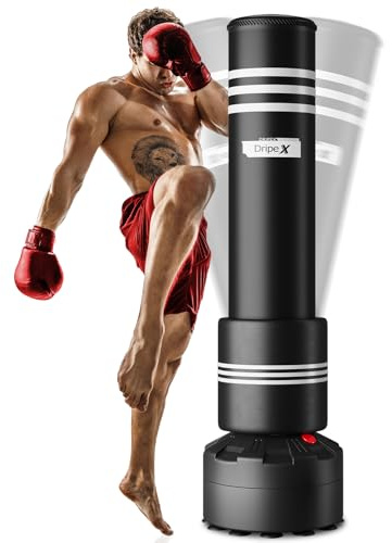 Dripex Sac de Frappe Adulte sur Pied avec Mousse Protecteur Sac de Boxe Autoportant 175 cm Punching Ball Adulte pour MMA Karaté Fitness Taekwondo - Noir