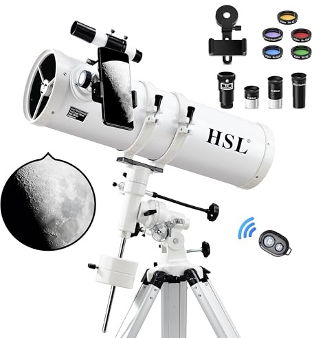 HSL 150EQ Astronomical Reflector Telescope for Adults high Powered,150mm Aperture Professional Telescopes for Adults Astronomy,Comes with 5 Color Filters Set and 3X Barlow Lens