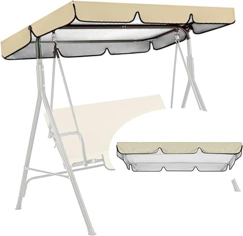 Recambio Toldo Balancin Jardin 2/3 Plazas,Juego de Fundas para Columpio Exterior,Recambio Columpio Jardin Exterior,Durable Impermeable Prueba de Viento Toldo de Repuesto para Asiento de Columpio