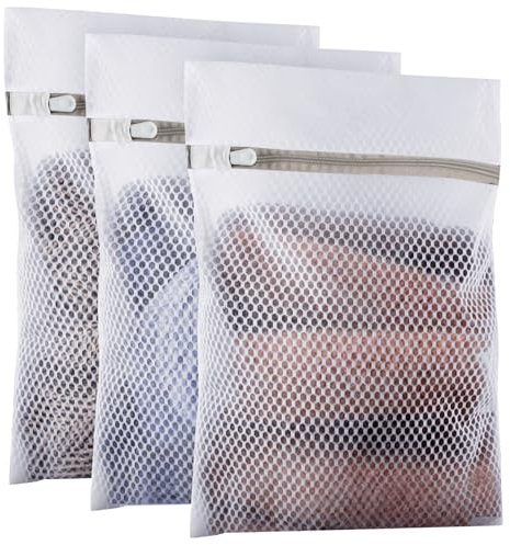 3 Pezzi Sacchetti Lavatrice Biancheria, Sacchetto per Lavatrice 30 x 40 cm, per prevenire deformazioni e pieghe dei vestiti, sacchetto lavanderia con cerniera per maglioni, camicie, intima, calze