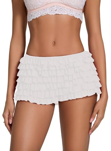 Nicoxijia Women Y2k Lolita Lace Shorts Layered Ruffle Trim Elastic Waist Shorts Ruffle Pumpkin Panties Sexy Sweet Pettipants