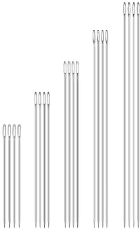 20 aghi lunghi per tappezzeria, aghi da cucito, aghi da ricamo, con tubo grande, ago lungo, extra professionale, facile da infilare, ago per materasso, grande per cucire pelle, per mobili