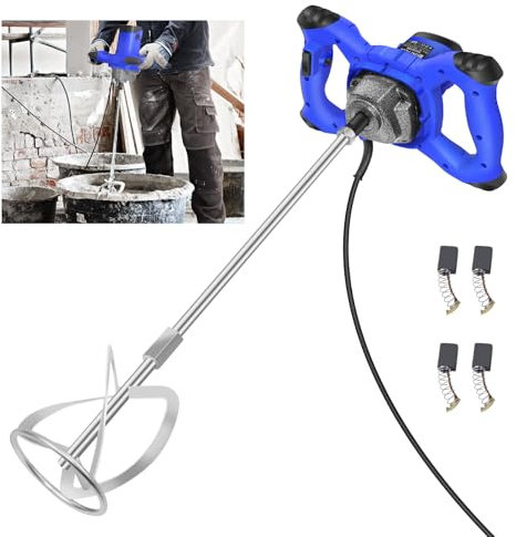 Malaxeur Électrique 2600W Mélangeur de Ciment à 6 Vitesses Mélangeur de Plâtre Mélangeur de Peinture Malaxeur Mortier Colle,pour Mélanger le Fourrage/Plâtre/Peinture/Mortier/Ciment/Béton