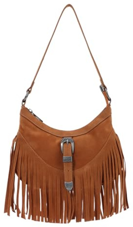 LHHMZ Sac à main frangé pour femme, sac à bandoulière à pompons, sacs à main vintage en daim, sacs hippie western à pompons
