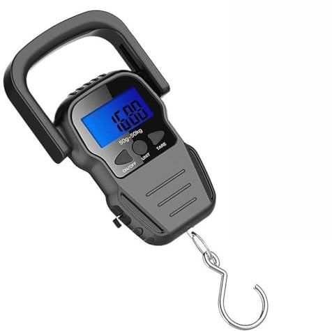 ZHANGXABN Balance à Poisson numérique Suspendue avec écran LCD, capacité de 50 kg, mètre Ruban intégré, Sac étanche, poignée ABS Durable pour Bagages, Voyages et pêche
