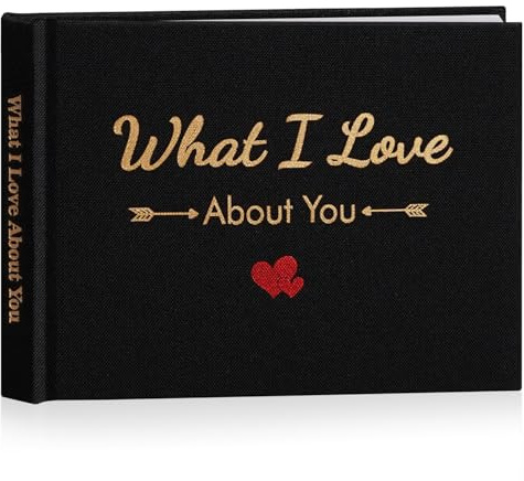 Miaikoe What I Love About You tygdagbok för par sentimentala gåvor till pojkvän, make, födelsedag, alla hjärtans dag-presenter (svart)