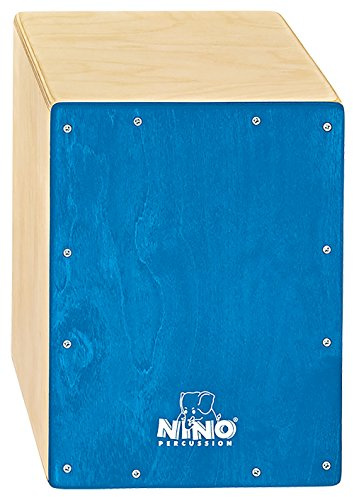 Nino Percussion Cajon Kinder Instrument - Trommelkiste für Kinder ab 4 Jahren - Musikinstrument - Schlagfläche Baltische Birke, Blau (NINO950B)
