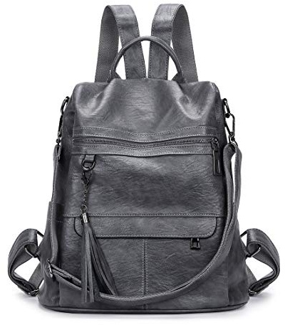 Artwell Sac à dos Sac à main pour femmes Sac à bandoulière de mode Sac à dos Antivol en cuir PU pour dames Sac à main Tote Sacs à main portés dos femme (Grey)