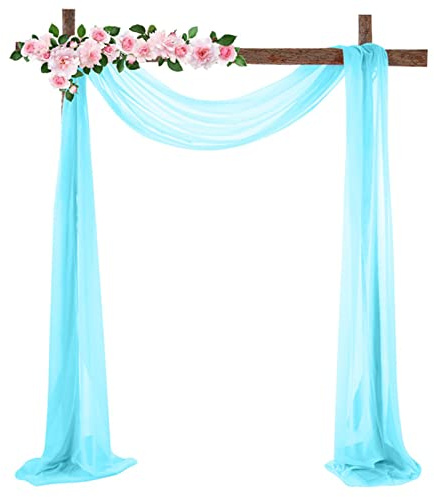 ZOYIEP Cortina transversal, arco de boda, decoración de manos libres, voile, para bodas, salón, ventana, decoración (azul cielo, 70 x 550 cm)