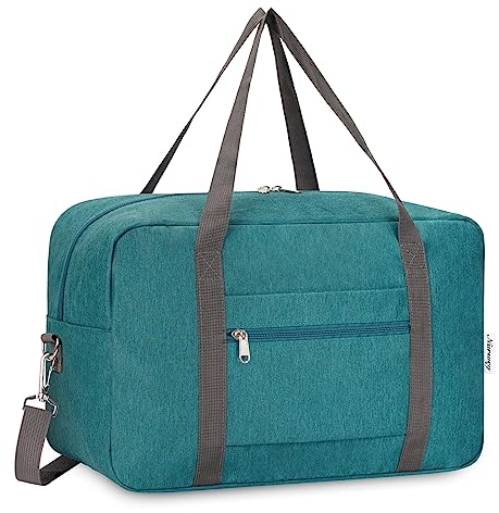 für Ryanair Handgepäck 40x20x25 & Handgepäck Tasche für Flugzeug - Faltbare Reisetasche Damen & Weekender Damen - Handgepäck Koffer 20L (Blau Grün (mit Schultergurt))