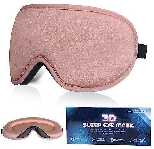 SUSNUAN Sleep Eye Mask, 3D Contoured Mask Light Blocking for Women and Men, Soft Comfortable Night Blinder, Suitable Travel, Lunch Breaks, Sleeping, Meditation (Pink), Pack of 1