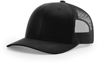 The Hat Pros Richardson 112 Youth Classic Six-Panel Adjustable Snapback Trucker Cap, Bulk Packs Available, Small, Black
