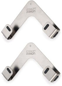 Joseph Joseph Space Set of 2 Pot and Pan Lid Holders Self Adhesive Wall Mount Storage Organiser, Suitable for Lids up to 28 cm, 3M VHB Tape and Screws Included, Stainless Steel